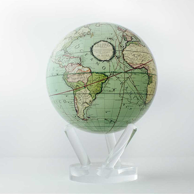 6" Antique Terrestrial Green MOVA Globe with Acrylic Base. 1790 World Map. Powered by Solar Ambient Light & Magnets. No cords or batteries needed. Shop online or in-store today! Bichsel Jewelry | Sedalia, MO