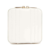 WOLF Maria Small Zip Case in 'White.' Handcrafted Leather. Travel Storage Case with Mirror & Gold Hardware. LusterLoc™ Anti-Tarnish. Bichsel Jewelry Sedalia, MO.