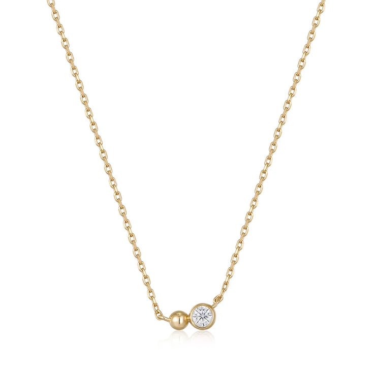 Ania Haie Gold Orb Sparkle Necklace. 14K yellow gold plated on 925 sterling silver with CZ stone. Bichsel Jewelry in Sedalia, MO. Shop online or in-store today!