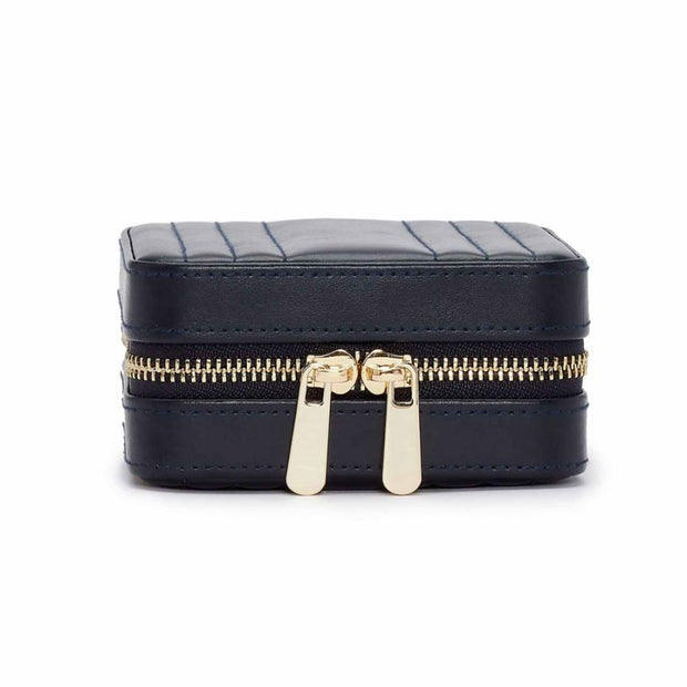 WOLF Maria Small Zip Case in 'Navy'. Travel Storage Case with Mirror & Gold Hardware. LusterLoc™ Anti-Tarnish. Bichsel Jewelry Sedalia, MO. Shop online or in-store today!