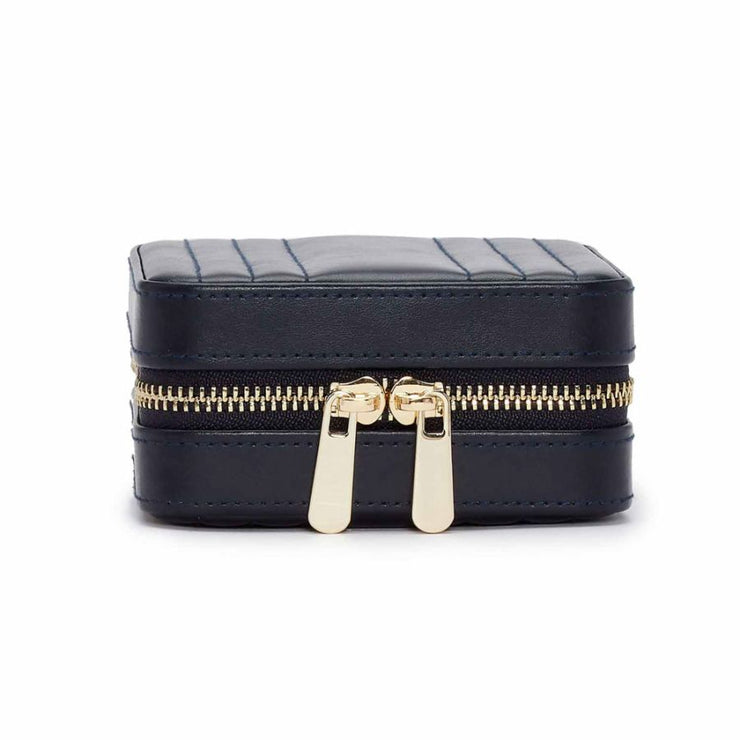 WOLF Maria Small Zip Case in 'Navy'. Travel Storage Case with Mirror & Gold Hardware. LusterLoc™ Anti-Tarnish. Bichsel Jewelry Sedalia, MO. Shop online or in-store today!