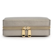 WOLF Palermo Leather Jewelry Zip Travel Case in 'Pewter'. Storage Box with Mirror & Gold Hardware. LusterLoc™ Anti-Tarnish. Bichsel Jewelry in Sedalia, MO.