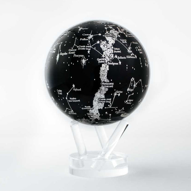 4.5" Black & Silver Constellations MOVA Globe with Acrylic Base. NASA Satellite Imagery. Powered by Ambient Light & Magnets. No cords or batteries needed. Shop online or in-store today! Bichsel Jewelry | Sedalia, MO