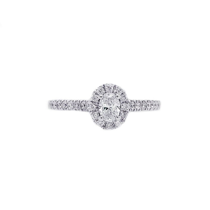 White Gold Oval Halo-Style Engagement Ring