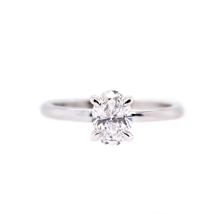 White gold oval solitaire diamond engagement ring at Bichsel Jewelry in Sedalia, MO