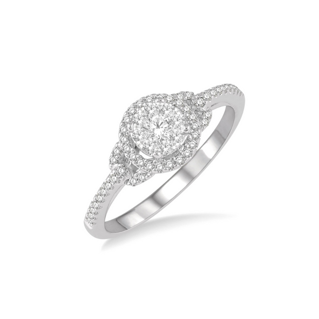 Round Invisible Halo Engagement Ring