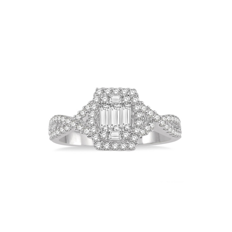 Illusion Emerald-Cut Engagement Ring