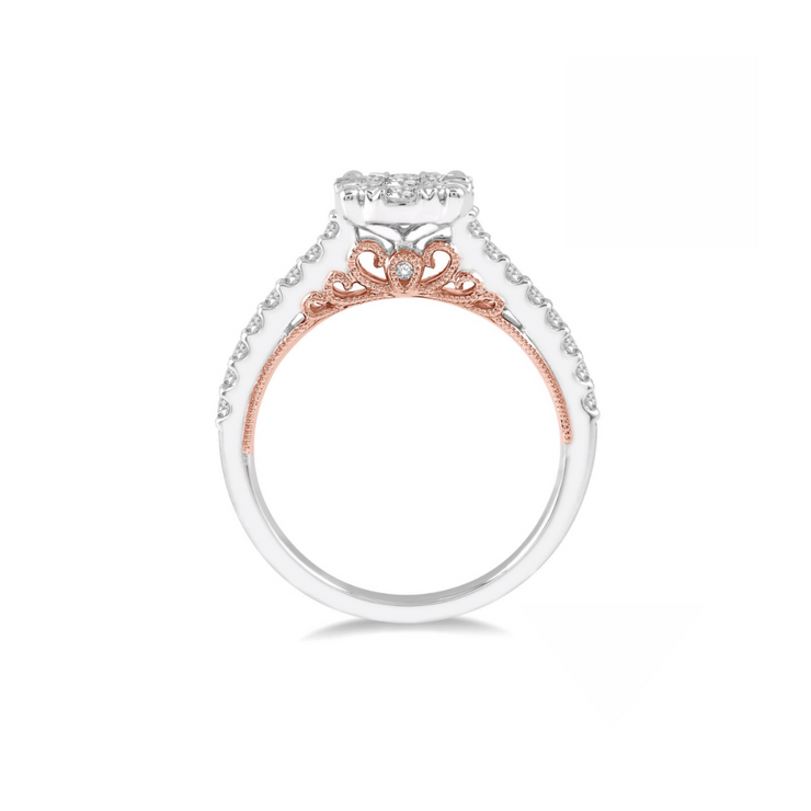 Two Tone Round Engagement Ring