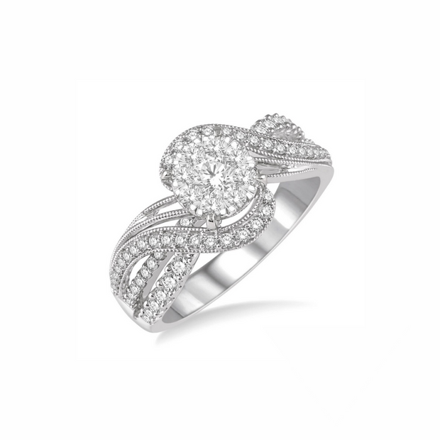 Lovebright Round Crossover Twist Diamond Ring