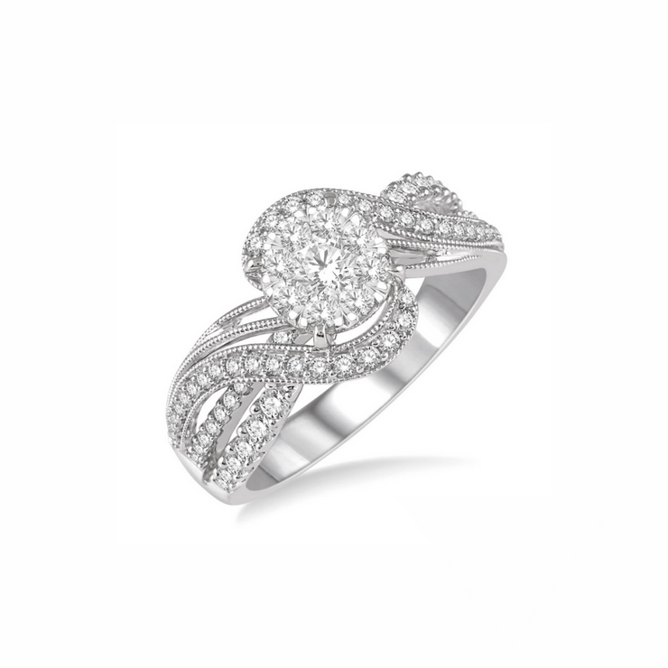 Lovebright Round Crossover Twist Diamond Ring