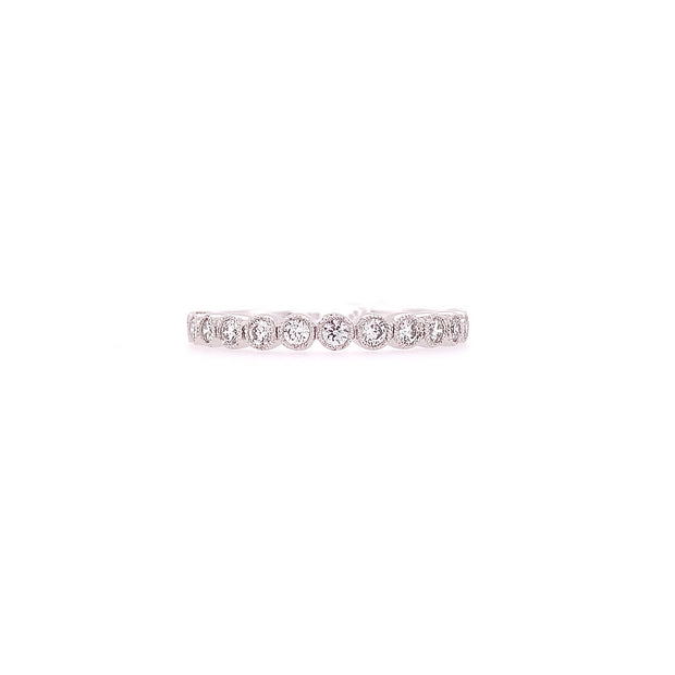 14K White Gold Milligrain Diamond Band 