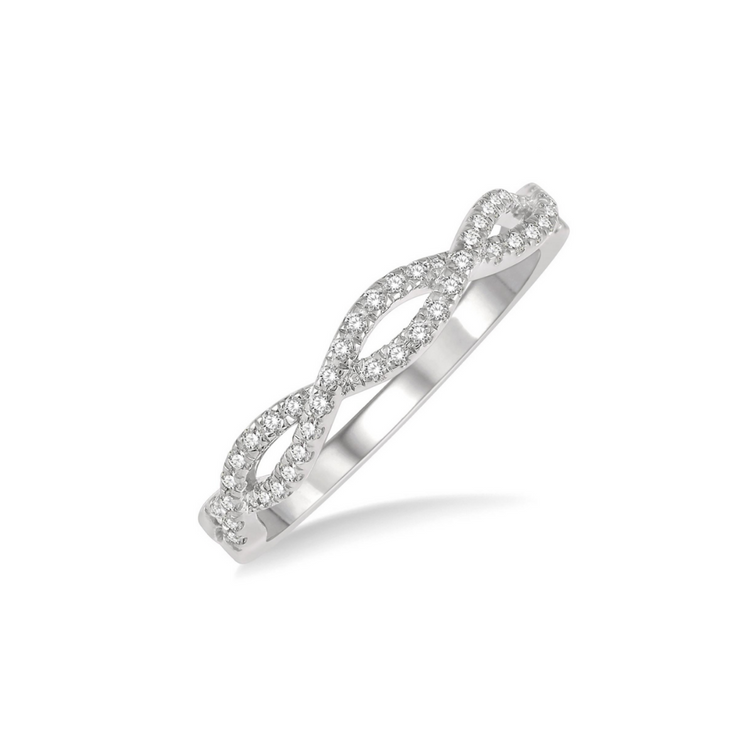 14K White Gold 0.20ct Round Diamond Open Twist Infinity Band. Bichsel Jewelry in Sedalia, MO. Shop diamond rings and wedding bands online or in-store today!