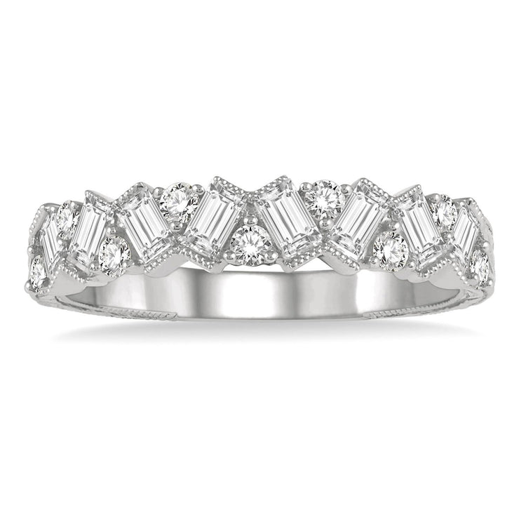 Baguette and Round Diamond Band