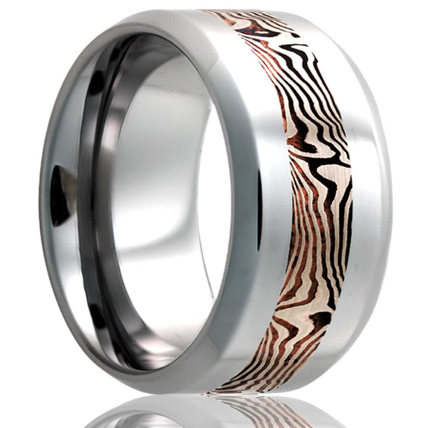 Tungsten Band with Wood & Gold Inlay