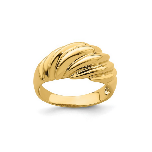 Vintage-Inspired 14K Yellow Gold Croissant Ring