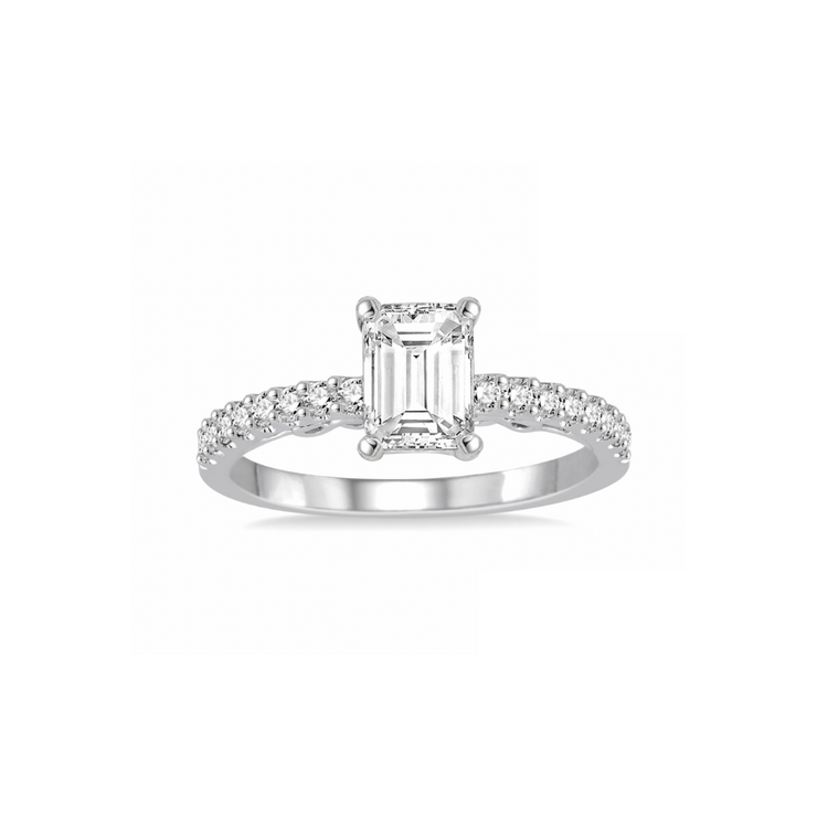 White gold emerald cut diamond engagement ring in Sedalia, MO at Bichsel Jewelry