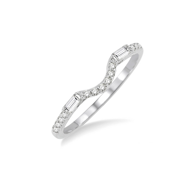 Curved Round & Baguette Diamond Band