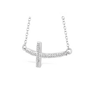 Sterling Silver Sideways Diamond Cross Pendant. Bichsel Jewelry in Sedalia, MO. Shop online or in-store today!