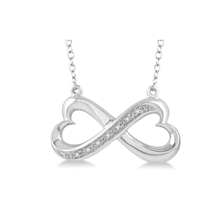 Sterling Silver Infinity Heart Diamond Pendant