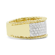 Gold Twist Edge 5 Row Pavé Diamond Band