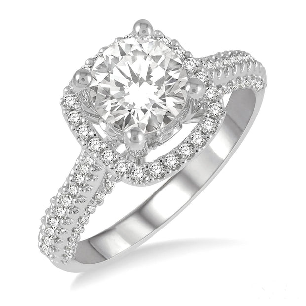 Cushion Shape Semi-Mount Diamond Engagement Ring