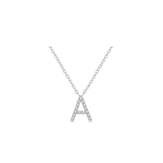 Diamond Initial Necklace in 10K White or Yellow Gold, Letters A-Z. Adjustable chain length 16-18 inch. Bichsel Jewelry in Sedalia, MO. Shop online or in-store today!