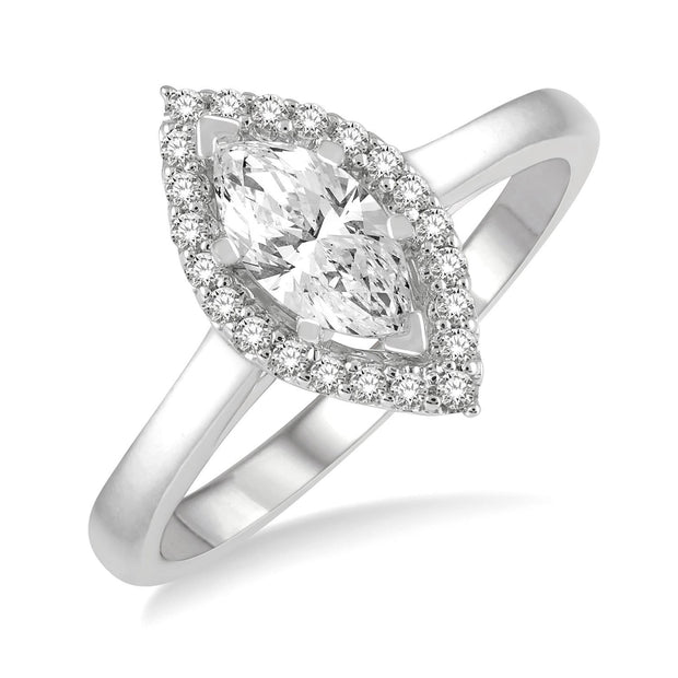 Marquise Diamond Halo-Style Engagement Ring
