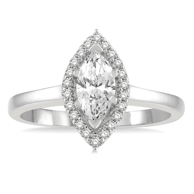 Marquise Diamond Halo-Style Engagement Ring