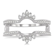 14K White Gold & Diamond Curved Wedding Wrap for Engagement Rings