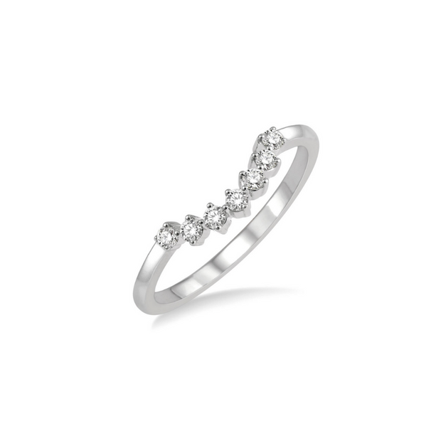 White Gold Curved Round Diamond Band