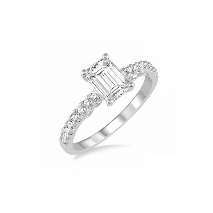 White gold emerald cut diamond engagement ring in Sedalia, MO at Bichsel Jewelry