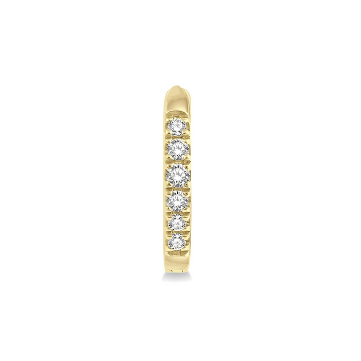 10K Yellow Gold Diamond Huggie Hoop Earrings