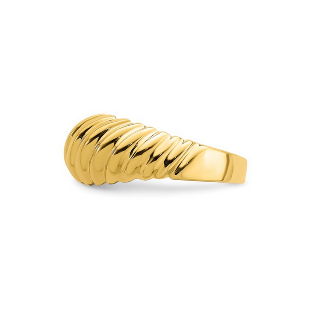 14K Yellow Gold Polished Croissant Dome Ring