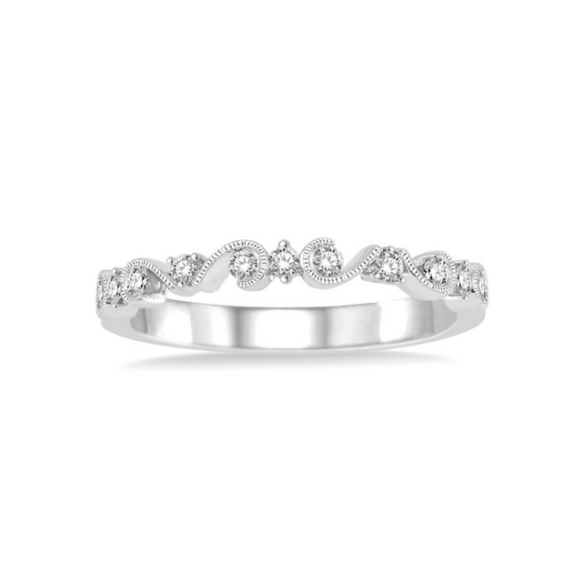 14K White Gold Filigree-Style Round Diamond Wedding Band. Bichsel Jewelry in Sedalia, MO. Shop diamond rings and wedding bands online or in-store today!