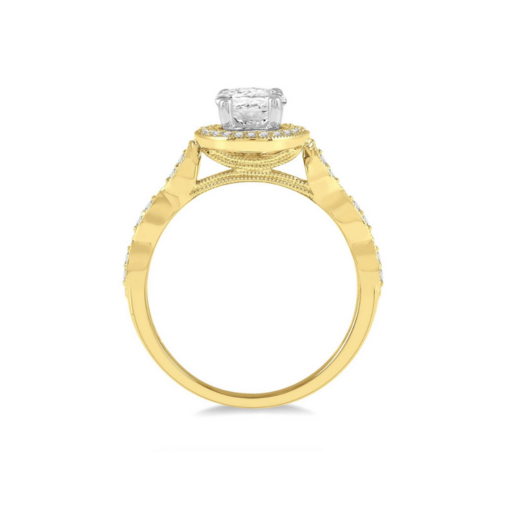 Gold Oval Diamond Engagement Ring with Halo