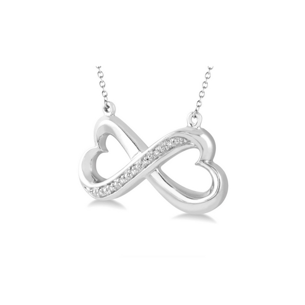 Sterling Silver Infinity Heart Diamond Pendant