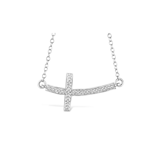 Sterling Silver Sideways Diamond Cross Pendant. Bichsel Jewelry in Sedalia, MO. Shop online or in-store today!