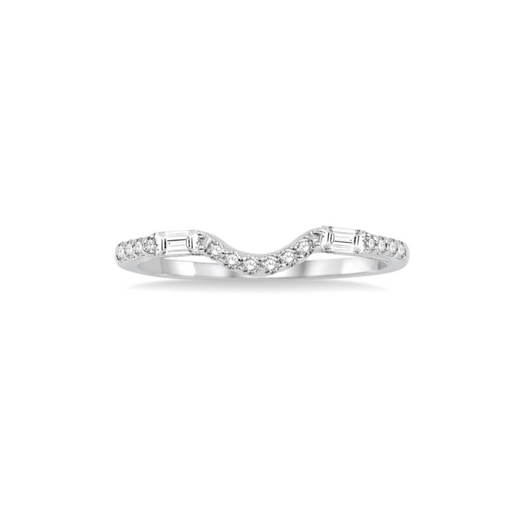 Curved Round & Baguette Diamond Band