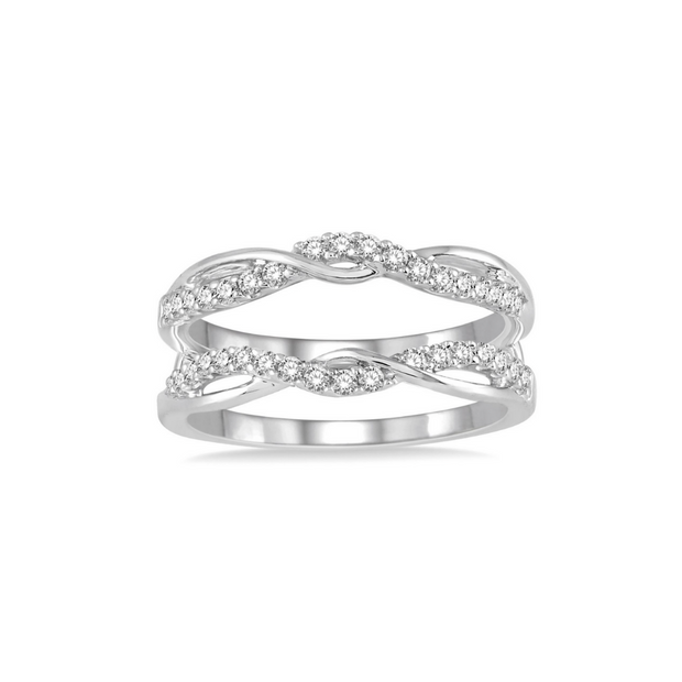 14K White Gold Round Diamond Twist Wedding Band Wrap for Engagement Rings, Ring Guard. Bichsel Jewelry in Sedalia, MO. Shop online or in-store today!