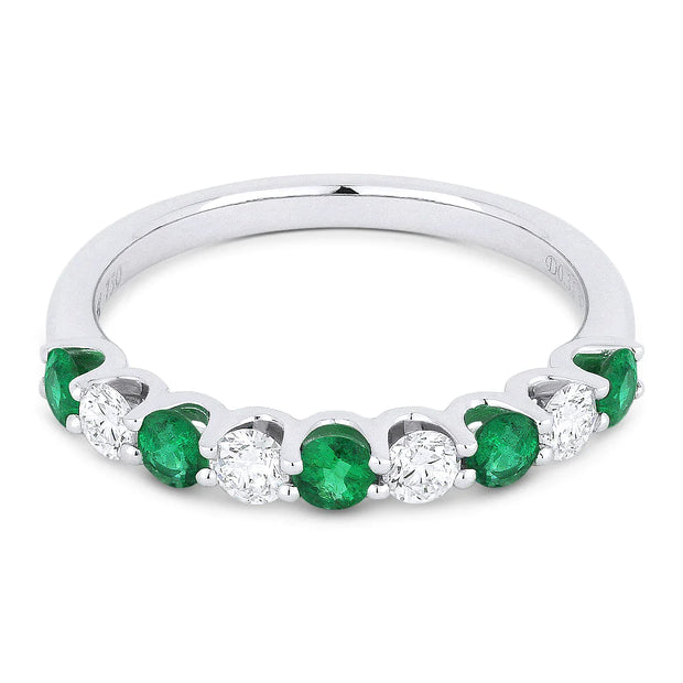 14K White Gold Classic Alternating Round 0.41ct Emerald and 0.32ct Diamond Band. Bichsel Jewelry in Sedalia, MO. Shop online or in-store to find the perfect style!