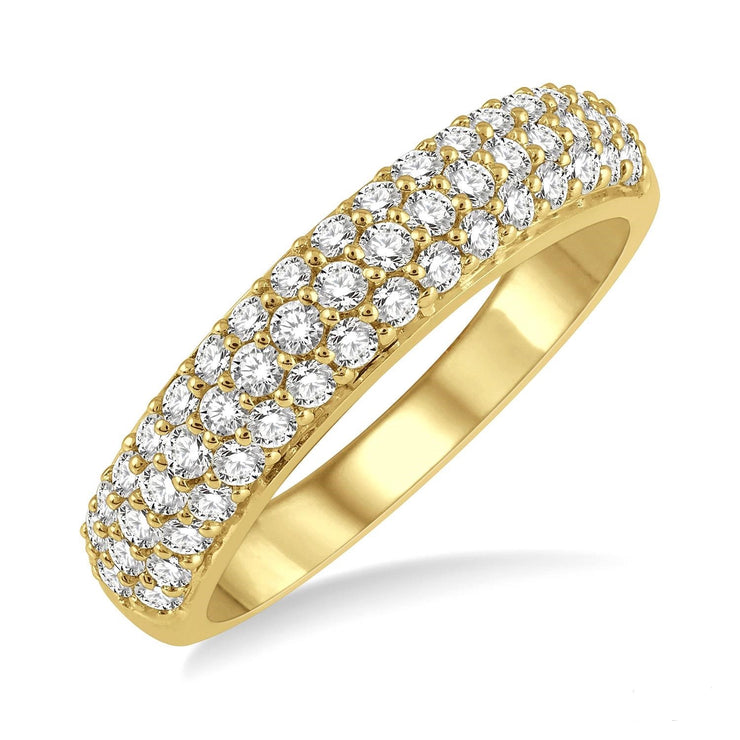 Gold Triple Row Pave Diamond Band