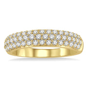 Gold Triple Row Pave Diamond Band