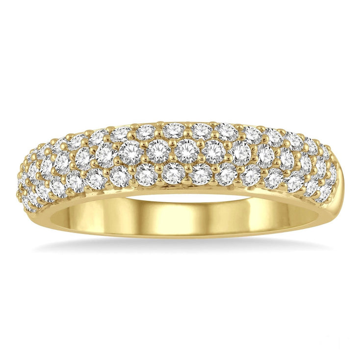 Gold Triple Row Pave Diamond Band