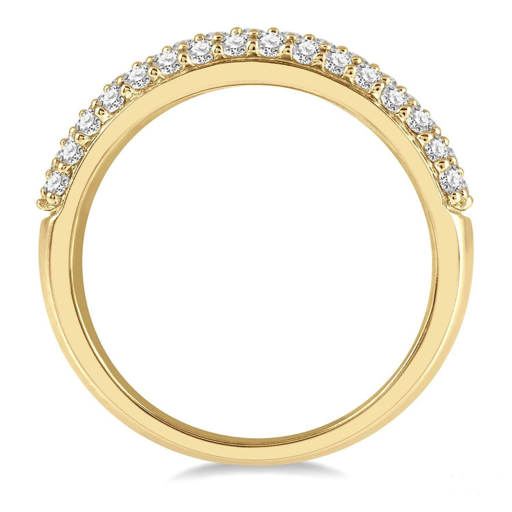 Gold Triple Row Pave Diamond Band