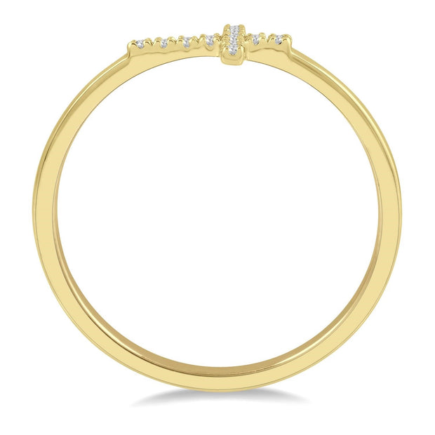 14K Yellow Gold Diamond Cross Ring