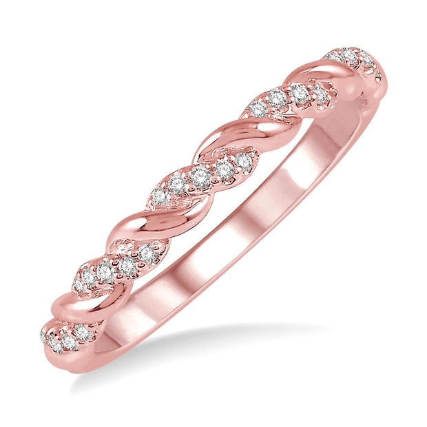 14K Rose Gold Diamond Twist Band