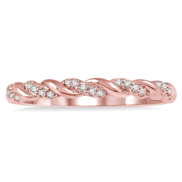 14K Rose Gold Diamond Twist Band