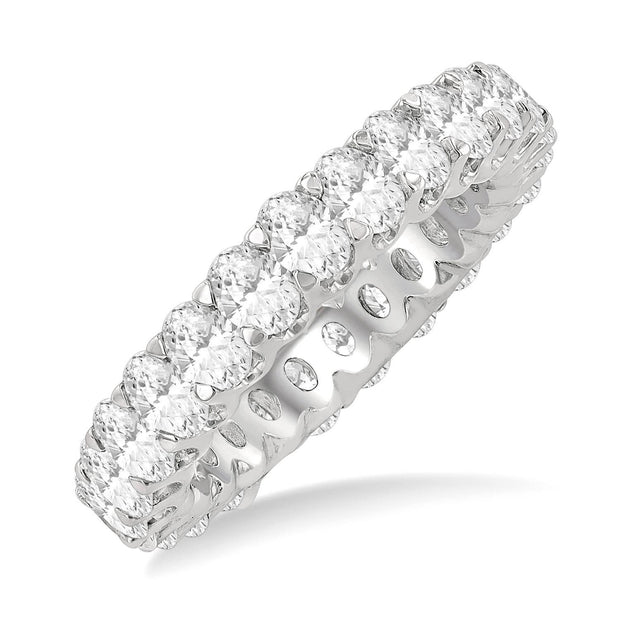 14K White Gold Oval Diamond Eternity Band