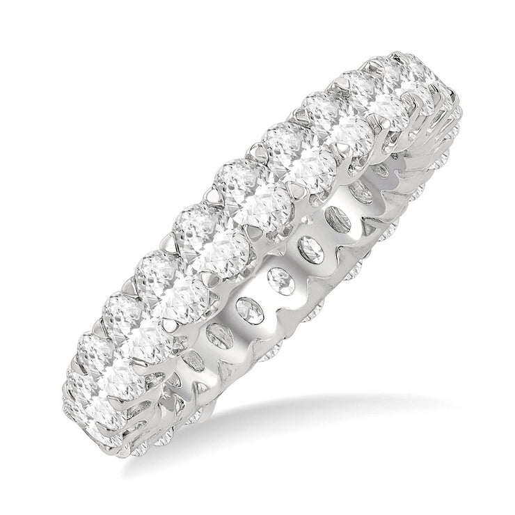 14K White Gold Oval Diamond Eternity Band