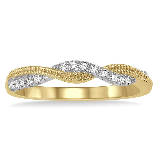 14K Yellow Gold & Diamond Twist Band